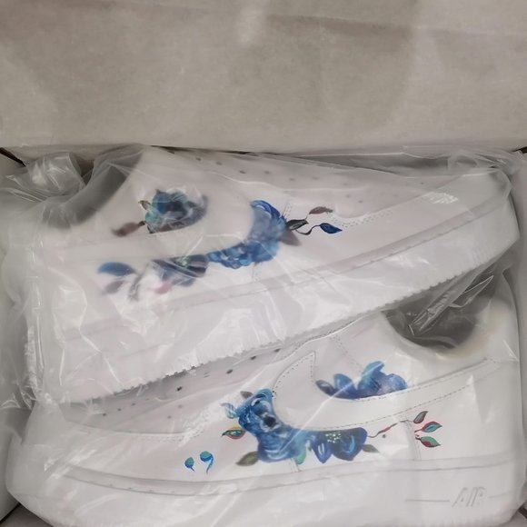 Floral Nike AF1 Sneakers Hand Drawn On Air Force 1 07 White Women 11 - Picture 5 of 5